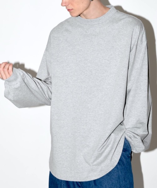 SUPERTHANKS（スーパーサンクス）の「無地オーバーサイズ コットン ロングTシャツ（ユニセックス）Refined L/S T-shirt（Tシャツ/カットソー・メンズ・ホワイト/アッシュグレー/ライトカーキ/ブラック・L/M/S）」の13枚目の写真