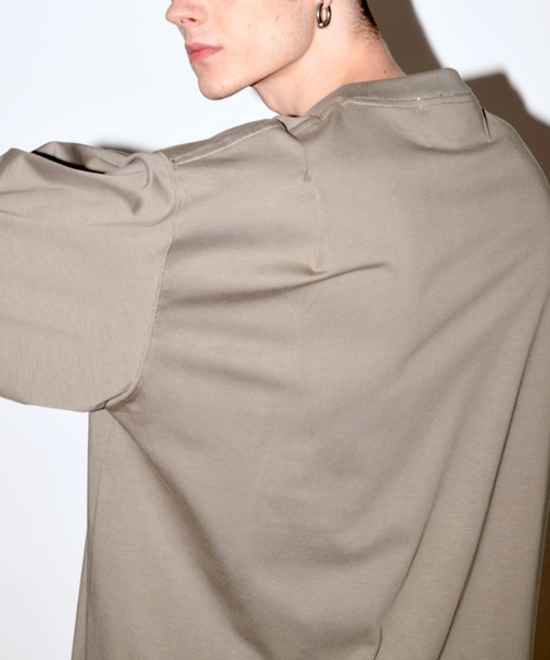 SUPERTHANKS（スーパーサンクス）の「無地オーバーサイズ コットン ロングTシャツ（ユニセックス）Refined L/S T-shirt（Tシャツ/カットソー・メンズ・ホワイト/アッシュグレー/ライトカーキ/ブラック・L/M/S）」の22枚目の写真