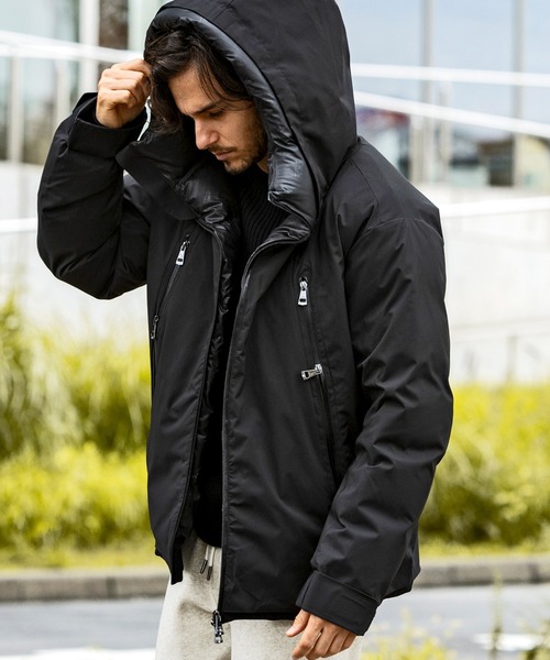 AKM Contemporary（エイケイエムコンテンポラリー）の「【WEB・直営店限定】AKM Contemporary(エイケイエムコンテンポラリー)ダブルフードダウンジャケット（ダウンジャケット/コート・メンズ・ブラック/チャコール/カーキ・S/M/L/XL/XXL）」の4枚目の写真