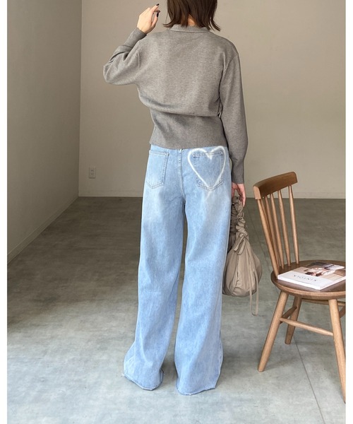 She's Closet（シーズクローゼット）の「ボリュームスリーブショート丈Vネックウエストシェイプペプラムニットカーディガン（カーディガン/ボレロ・レディース・アイボリー/グレイッシュベージュ/杢グレー/ブラック・FREE）」の13枚目の写真