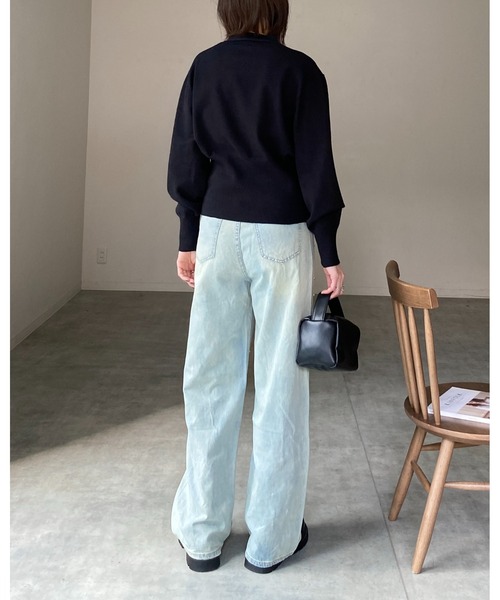 She's Closet（シーズクローゼット）の「ボリュームスリーブショート丈Vネックウエストシェイプペプラムニットカーディガン（カーディガン/ボレロ・レディース・アイボリー/グレイッシュベージュ/杢グレー/ブラック・FREE）」の17枚目の写真
