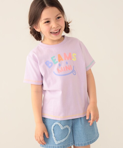 BEAMS mini(ビームスミニ)の「BEAMS mini / スマイル ロゴ Tシャツ 24SS(90~130cm)(Tシャツ/カットソー・キッズ・パープル系その他4/ケリーグリーン/ネイビー/オフホワイト・110/100/130/120/90)」の4枚目の写真