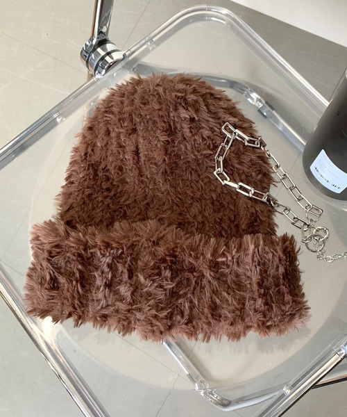 non-hedge(ノンヘッジ)の「シャギーニット帽(ニットキャップ/ビーニー・レディース・ホワイト/グレー/ブラック/ブラウン・FREE)」の1枚目の写真