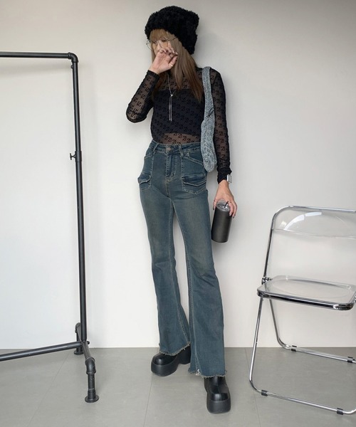 non-hedge(ノンヘッジ)の「シャギーニット帽(ニットキャップ/ビーニー・レディース・ホワイト/グレー/ブラック/ブラウン・FREE)」の6枚目の写真