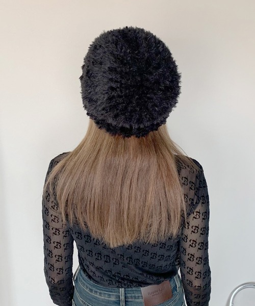 non-hedge(ノンヘッジ)の「シャギーニット帽(ニットキャップ/ビーニー・レディース・ホワイト/グレー/ブラック/ブラウン・FREE)」の9枚目の写真