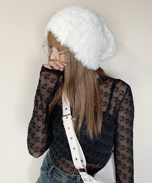 non-hedge(ノンヘッジ)の「シャギーニット帽(ニットキャップ/ビーニー・レディース・ホワイト/グレー/ブラック/ブラウン・FREE)」の18枚目の写真