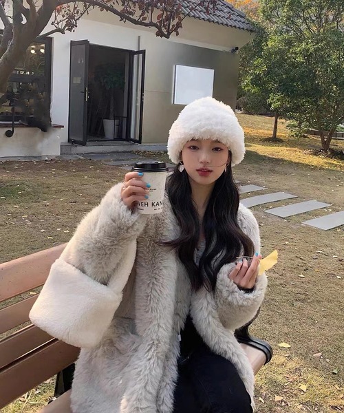 non-hedge(ノンヘッジ)の「シャギーニット帽(ニットキャップ/ビーニー・レディース・ホワイト/グレー/ブラック/ブラウン・FREE)」の20枚目の写真