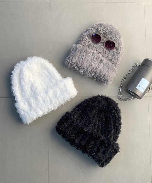 non-hedge(ノンヘッジ)の「シャギーニット帽(ニットキャップ/ビーニー・レディース・ホワイト/グレー/ブラック/ブラウン・FREE)」の22枚目の写真