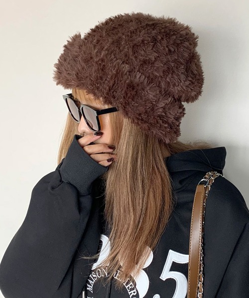 non-hedge(ノンヘッジ)の「シャギーニット帽(ニットキャップ/ビーニー・レディース・ホワイト/グレー/ブラック/ブラウン・FREE)」の13枚目の写真