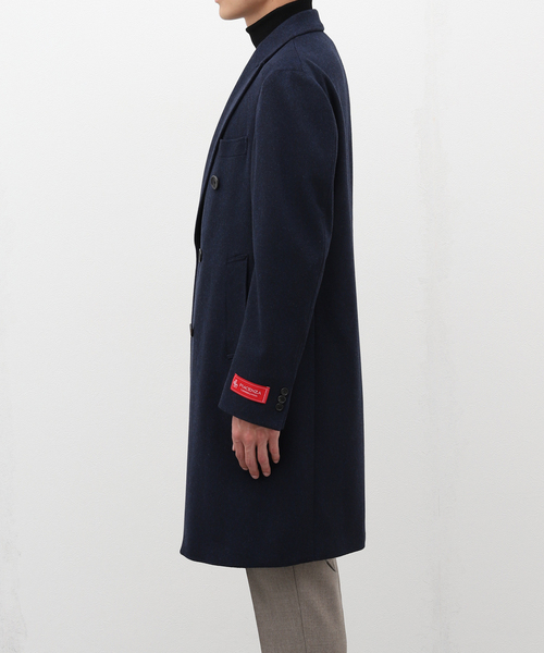 PIACENZA（ピアチェンツァ）の「【PIACENZA / ピアチェンツァ】ウール/カシミヤ ダブル チェスターコート（チェスターコート・メンズ・ネイビー・44/42/46/50/48）」の4枚目の写真