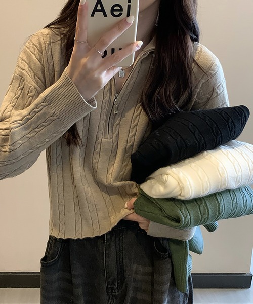 Girly Doll（ガーリードール）の「ハーフジップケーブルニット（ニット