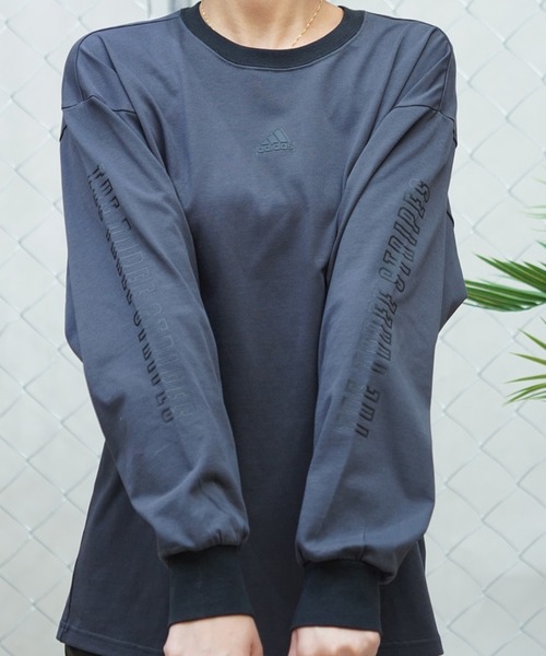adidas(アディダス)の「adidas/アディダス ロンT オーバーサイズ クルーネック ルーズフィット JSY07(Tシャツ/カットソー・レディース・ホワイト/ミント/ダークグレー・XL/L/M)」の6枚目の写真