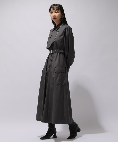 HARE（ハレ）の「カーゴライクジップワンピース(HARE)（シャツワンピース・レディース・グレー/ブラック/ブラック系その他/グレー系その他/パープル・FREE）」の11枚目の写真