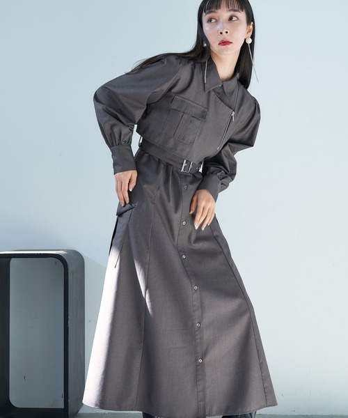 HARE（ハレ）の「カーゴライクジップワンピース(HARE)（シャツワンピース・レディース・グレー/ブラック/ブラック系その他/グレー系その他/パープル・FREE）」の14枚目の写真