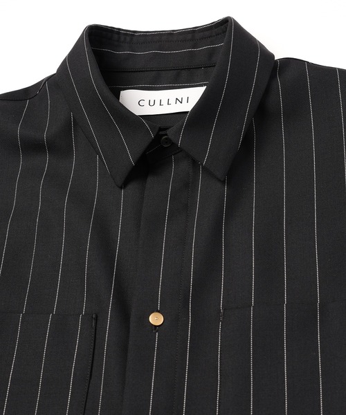 CULLNI（クルニ）の「24-SS-032B / Stripe Twill Square Pocket Shirt