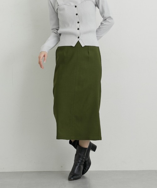 nissen（ニッセン）の「やわらかストレッチ素材　動けるタイトスカート（スカート・レディース・ロイヤルブルー/ブラウン/ライトベージュ/ブラック/ネイビー/マスタード/ブルー/カーキ・L/LL/M/S）」の4枚目の写真