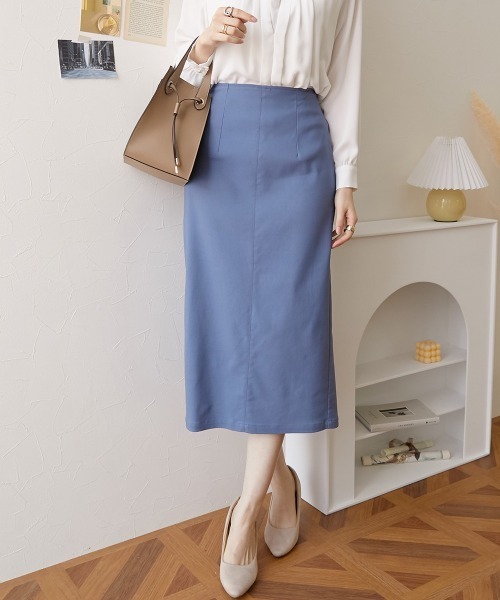 nissen（ニッセン）の「やわらかストレッチ素材　動けるタイトスカート（スカート・レディース・ロイヤルブルー/ブラウン/ライトベージュ/ブラック/ネイビー/マスタード/ブルー/カーキ・L/LL/M/S）」の6枚目の写真