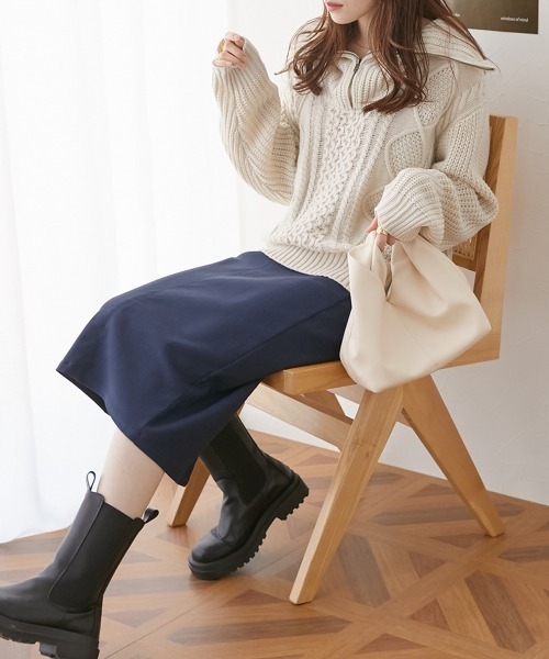 nissen（ニッセン）の「やわらかストレッチ素材　動けるタイトスカート（スカート・レディース・ロイヤルブルー/ブラウン/ライトベージュ/ブラック/ネイビー/マスタード/ブルー/カーキ・L/LL/M/S）」の9枚目の写真