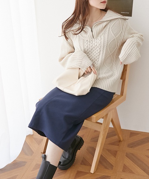 nissen（ニッセン）の「やわらかストレッチ素材　動けるタイトスカート（スカート・レディース・ロイヤルブルー/ブラウン/ライトベージュ/ブラック/ネイビー/マスタード/ブルー/カーキ・L/LL/M/S）」の10枚目の写真