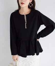 【ZOZO限定】パール付きペプラムカットジョーゼットプルオーバー