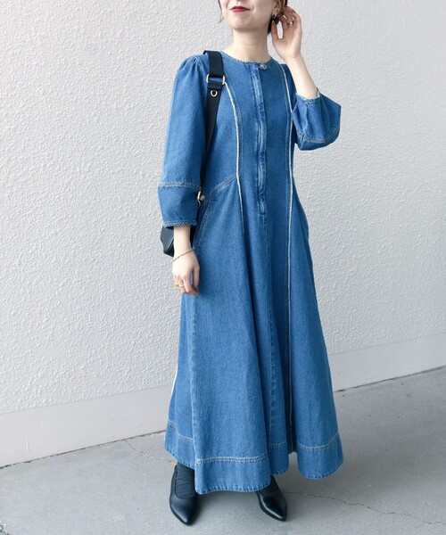 Naptimeデニムワンピース SHIPS any（シップス エニィ）の「SHIPS any: シーム フロントジップ