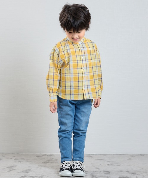 DILASH(ディラッシュ)の「ワイドシルエット先染チェックシャツ(シャツ/ブラウス・キッズ・ブルー/イエロー/グリーン・140/130/120/110/90/100/80)」の3枚目の写真