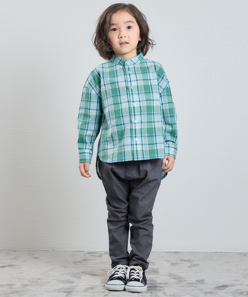 DILASH(ディラッシュ)の「ワイドシルエット先染チェックシャツ(シャツ/ブラウス・キッズ・ブルー/イエロー/グリーン・140/130/120/110/90/100/80)」の2枚目の写真