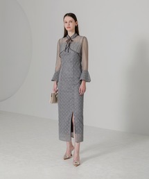 Leja（レジャ）の「【LEJA】配色パイピングシアーリボンボレロ付き幾何