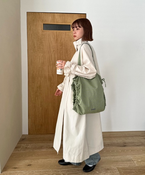 DISCOAT（ディスコート）の「ロゴ刺繍サイドギャザートートバッグ（トートバッグ・レディース・アイボリー/グリーン/ブラック・FREE）」の20枚目の写真