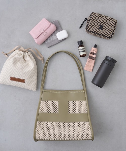 IACUCCI（イアクッチ）の「リーバ RETE PAGLIA（トートバッグ・レディース・ホワイト/カーキ・FREE）」の3枚目の写真