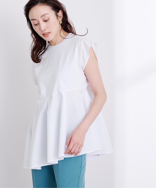 UR'S(ユアーズ)の「アシンメトリーペプラムドッキングトップス(Tシャツ/カットソー・レディース・ブラック/ホワイト・L/M/S)」の3枚目の写真