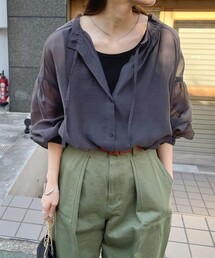 fredy emue | シアー衿ギャザー前開きブラウス(シャツ/ブラウス)