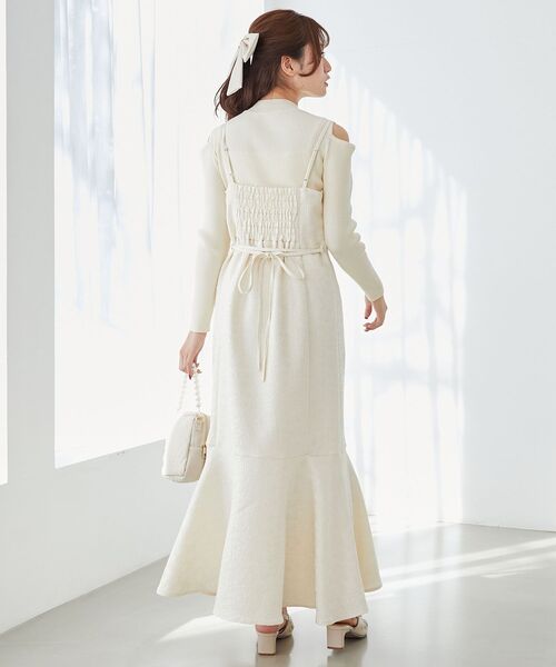 MAJESTIC LEGON（マジェスティックレゴン）の「サイドスリットキャミワンピ（ワンピース・レディース・ブラック/アイボリー/ホワイト系その他2・MEDIUM）」の7枚目の写真