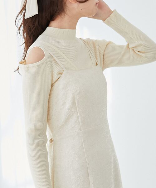 MAJESTIC LEGON（マジェスティックレゴン）の「サイドスリットキャミワンピ（ワンピース・レディース・ブラック/アイボリー/ホワイト系その他2・MEDIUM）」の9枚目の写真