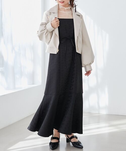 MAJESTIC LEGON（マジェスティックレゴン）の「サイドスリットキャミワンピ（ワンピース・レディース・ブラック/アイボリー/ホワイト系その他2・MEDIUM）」の13枚目の写真