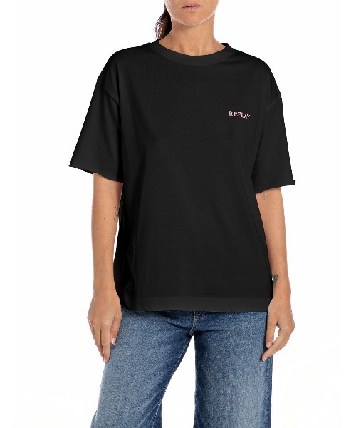 REPLAY(リプレイ)の「FAKE NEWSプリントジャージーTシャツ(Tシャツ/カットソー・レディース・ブラック/ホワイト・SMALL/MEDIUM/X-SMALL)」の4枚目の写真