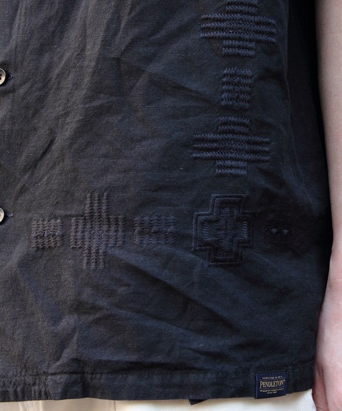 PENDLETON（ペンドルトン）の「PENDLTON/ペンドルトン　オープンカラー ショートスリーブシャツ　EMB OPEN COLLAR SHORTSLEEVE SHIRT（シャツ/ブラウス・メンズ・チャコールグレー/アイボリー・M/L）」の14枚目の写真