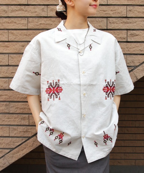 PENDLETON（ペンドルトン）の「PENDLTON/ペンドルトン　オープンカラー ショートスリーブシャツ　EMB OPEN COLLAR SHORTSLEEVE SHIRT（シャツ/ブラウス・メンズ・チャコールグレー/アイボリー・M/L）」の21枚目の写真