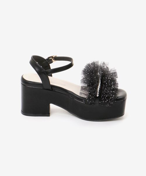 MAJESTIC LEGON（マジェスティックレゴン）の「【WEB限定S/XLサイズあり】チュール×パール厚底サンダル（サンダル・レディース・ブラック/オフホワイト・SMALL/MEDIUM/LARGE/X-LARGE）」の11枚目の写真