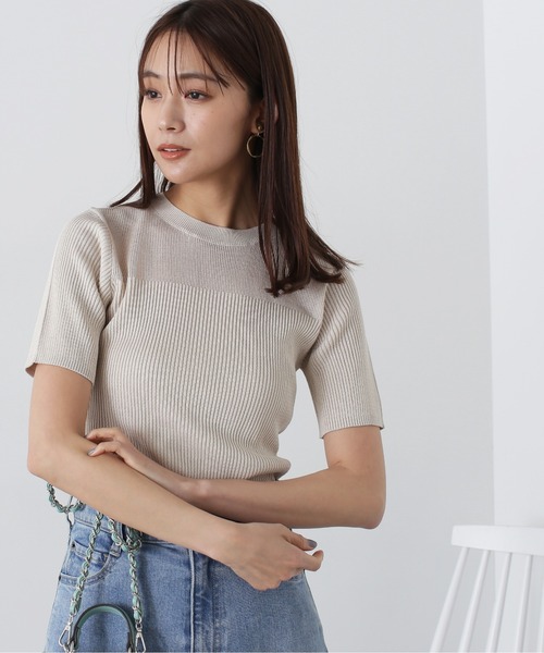 N.（N. Natural Beauty Basic）（エヌエヌナチュラルビューティーベーシック）の「◆パネル編地キリカエニット（ニット/セーター・レディース・ブラック/ブルー/クリーム・MEDIUM）」の3枚目の写真