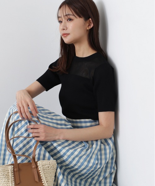 N.（N. Natural Beauty Basic）（エヌエヌナチュラルビューティーベーシック）の「◆パネル編地キリカエニット（ニット/セーター・レディース・ブラック/ブルー/クリーム・MEDIUM）」の22枚目の写真