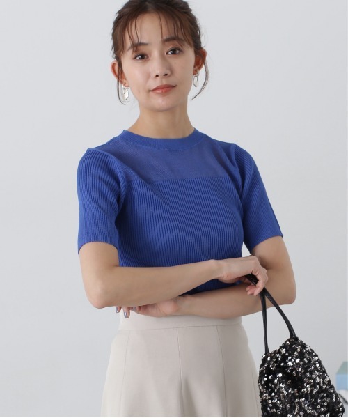 N.（N. Natural Beauty Basic）（エヌエヌナチュラルビューティーベーシック）の「◆パネル編地キリカエニット（ニット/セーター・レディース・ブラック/ブルー/クリーム・MEDIUM）」の8枚目の写真