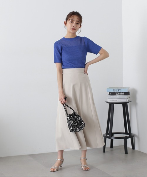 N.（N. Natural Beauty Basic）（エヌエヌナチュラルビューティーベーシック）の「◆パネル編地キリカエニット（ニット/セーター・レディース・ブラック/ブルー/クリーム・MEDIUM）」の9枚目の写真