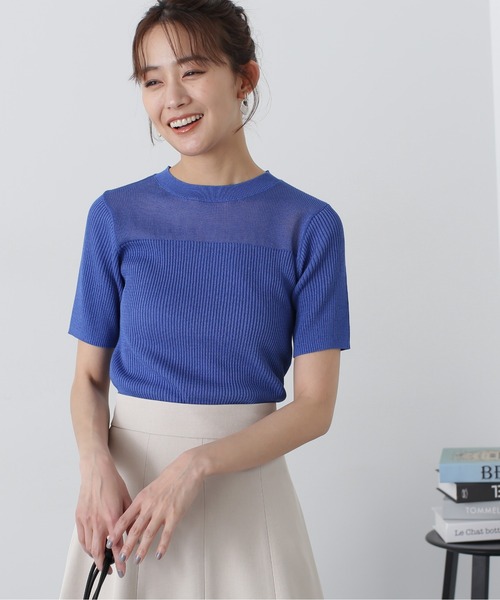 N.（N. Natural Beauty Basic）（エヌエヌナチュラルビューティーベーシック）の「◆パネル編地キリカエニット（ニット/セーター・レディース・ブラック/ブルー/クリーム・MEDIUM）」の12枚目の写真