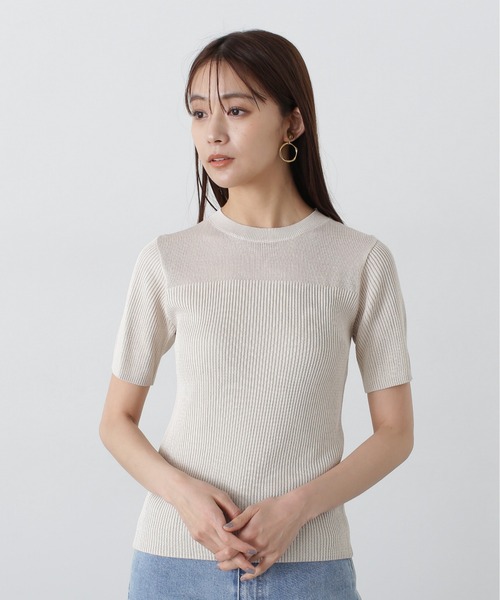 N.（N. Natural Beauty Basic）（エヌエヌナチュラルビューティーベーシック）の「◆パネル編地キリカエニット（ニット/セーター・レディース・ブラック/ブルー/クリーム・MEDIUM）」の4枚目の写真