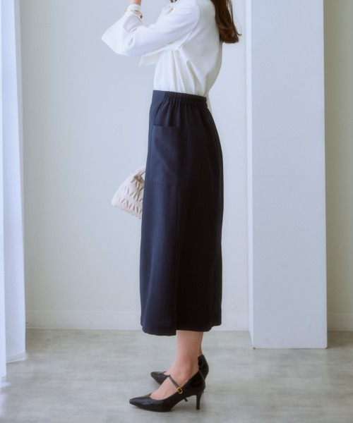 7days Life Styling(セブンデイズライフスタイリング)の「麻調合繊ナロースカート(しわになりにくい・接触冷感・UVカット・洗える)(スカート・レディース・モカ/ネイビー/ライトベージュ/グリーン/チャコールグレー・S/M/L/LL)」の22枚目の写真