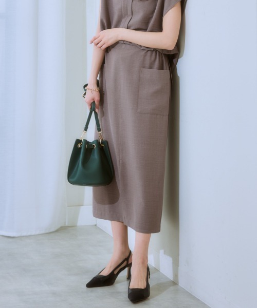 7days Life Styling(セブンデイズライフスタイリング)の「麻調合繊ナロースカート(しわになりにくい・接触冷感・UVカット・洗える)(スカート・レディース・モカ/ネイビー/ライトベージュ/グリーン/チャコールグレー・S/M/L/LL)」の9枚目の写真