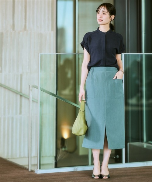 7days Life Styling(セブンデイズライフスタイリング)の「麻調合繊ナロースカート(しわになりにくい・接触冷感・UVカット・洗える)(スカート・レディース・モカ/ネイビー/ライトベージュ/グリーン/チャコールグレー・S/M/L/LL)」の6枚目の写真