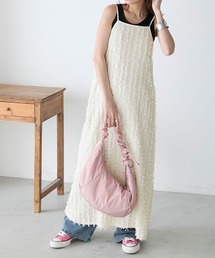 カットフリンジバックリボンロングキャミワンピース