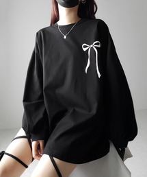 【 3color 】リボンプリントバレエコアビッグTシャツ / ribbon print ballet core big Tee